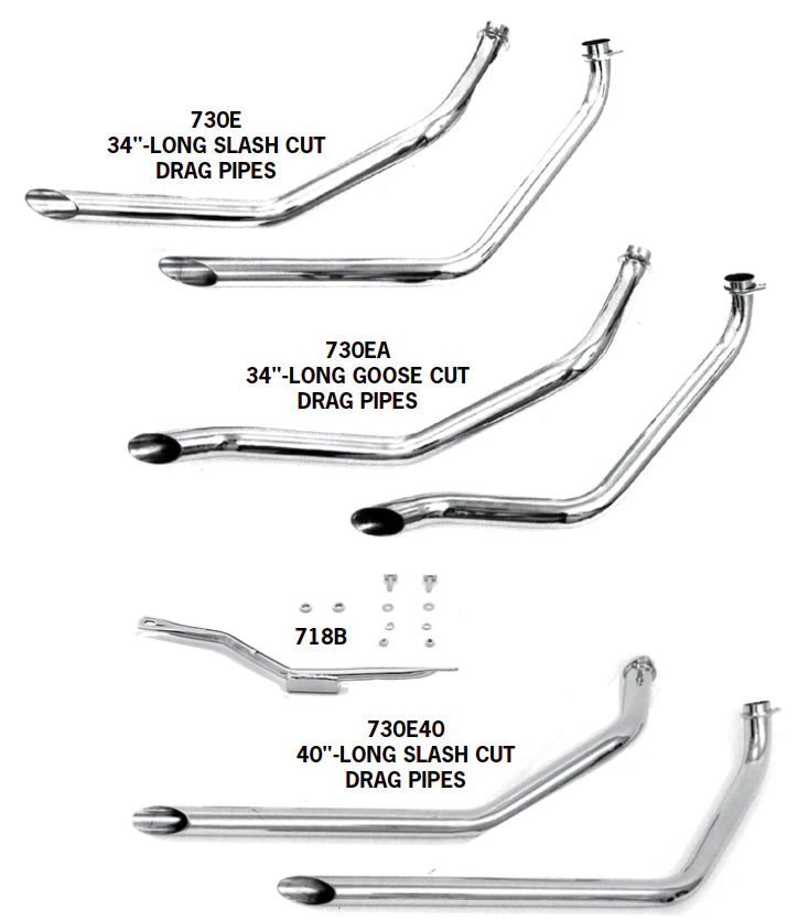 Paughco 2" Diameter 40" long Slash Cut drag pipes 730E2IN40
