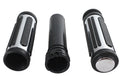 Chrome and rubber grip set for Harley-Davidson with black bar-style rubber design replaces OEM 56263-96A
