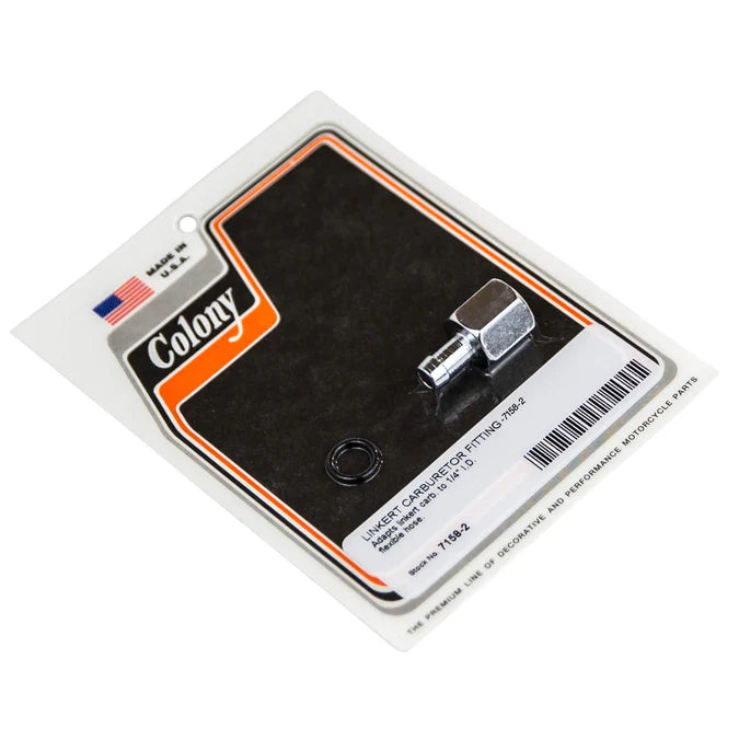 Linkert carburetor fitting for 1/4 inch ID fuel hose made in USA