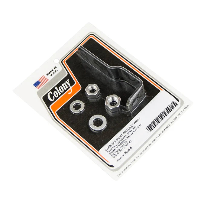 Colony Parkerized Linkert carb support bracket for Harley Davidson Big Twin models 1941 to 1953 replacing OEM 27431-41