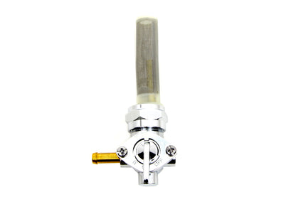 Chrome 22mm petcock with 90-degree left outlet for Harley-Davidson motorcycles