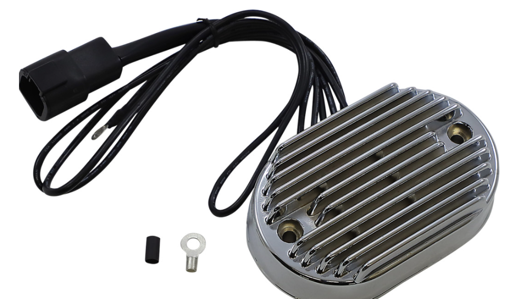 Premium chrome voltage regulator for Harley Davidson FXST and FLST models 2001 to 2006