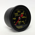 Marshall black liquid filled oil PSI gauge 0-60 PSI with yellow markings and stainless steel case