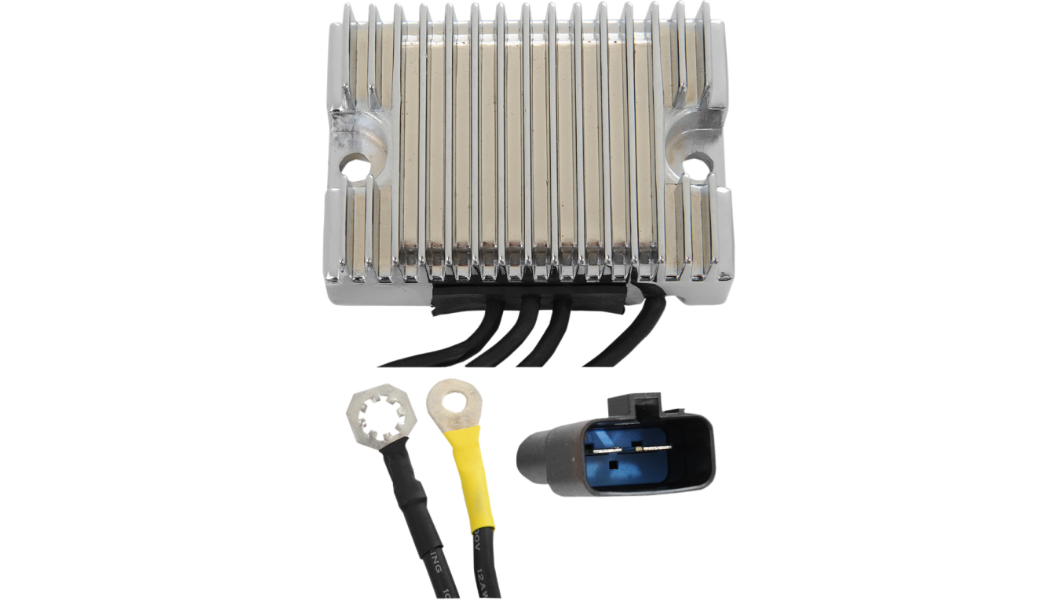 Chrome solid-state voltage regulator for Harley Davidson Dyna models 1999 to 2003 replacing OEM 74518-99A