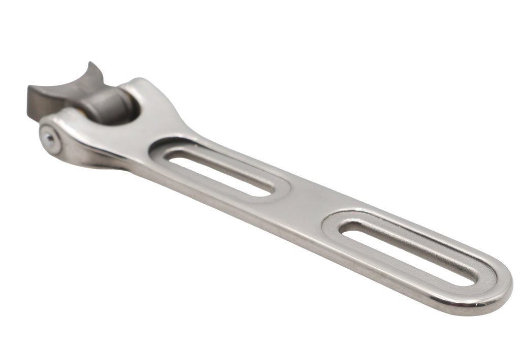Solo seat hinge bracket with polished stainless steel bracket and weld-on steel hinge for chopper build