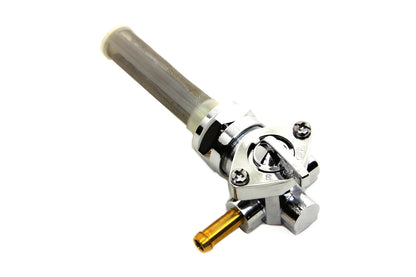Chrome 22mm petcock with 90-degree left outlet for Harley-Davidson motorcycles