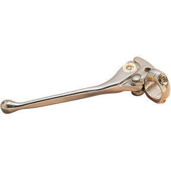 Polished Harley-Davidson clutch lever assembly with bracket and pivot hardware