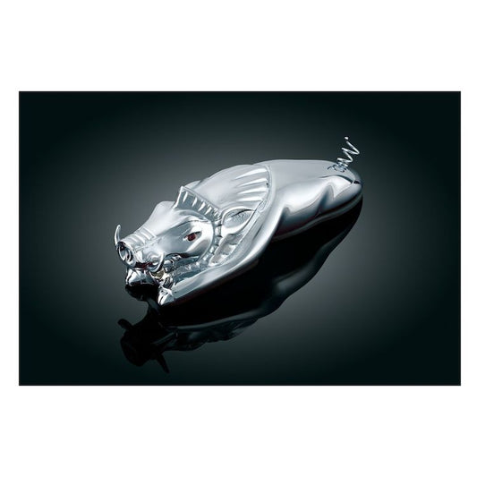 Kuryakyn Wild Boar fender ornament chrome with red LED eyes for Harley-Davidson