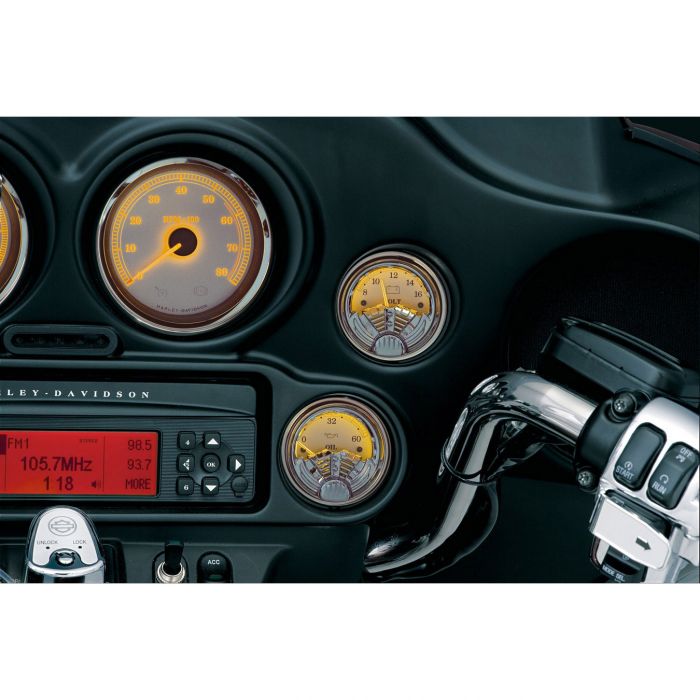 Kuryakyn Twin Ring 2 inch chrome gauge bezel for Harley-Davidson dashboards