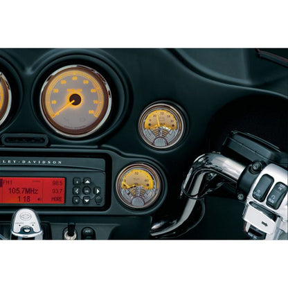Kuryakyn Twin Ring 2 inch chrome gauge bezel for Harley-Davidson dashboards