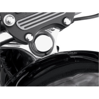 Chrome steering stem bolt cover for Harley narrow glide

Harley Davidson 39mm fork steering stem bolt cover

FXD XL FXR chrome steering stem nut cover

Narrow glide front end steering stem bolt cover chrome

Boomers Bike Shop chrome Harley steering stem cover