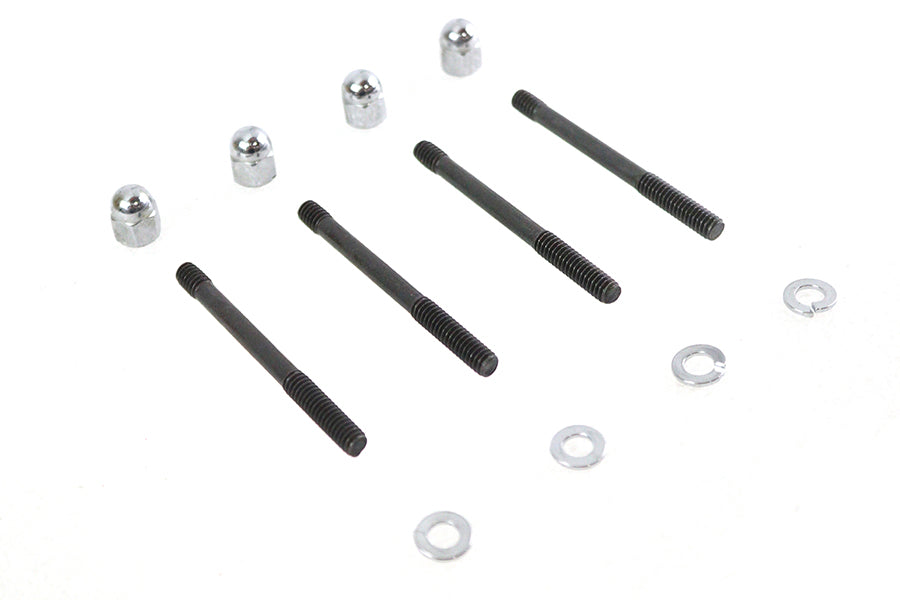 Colony 9806-8 chrome oil pump mounting bolt kit with acorn nuts for 1977-1990 Harley-Davidson Sportster