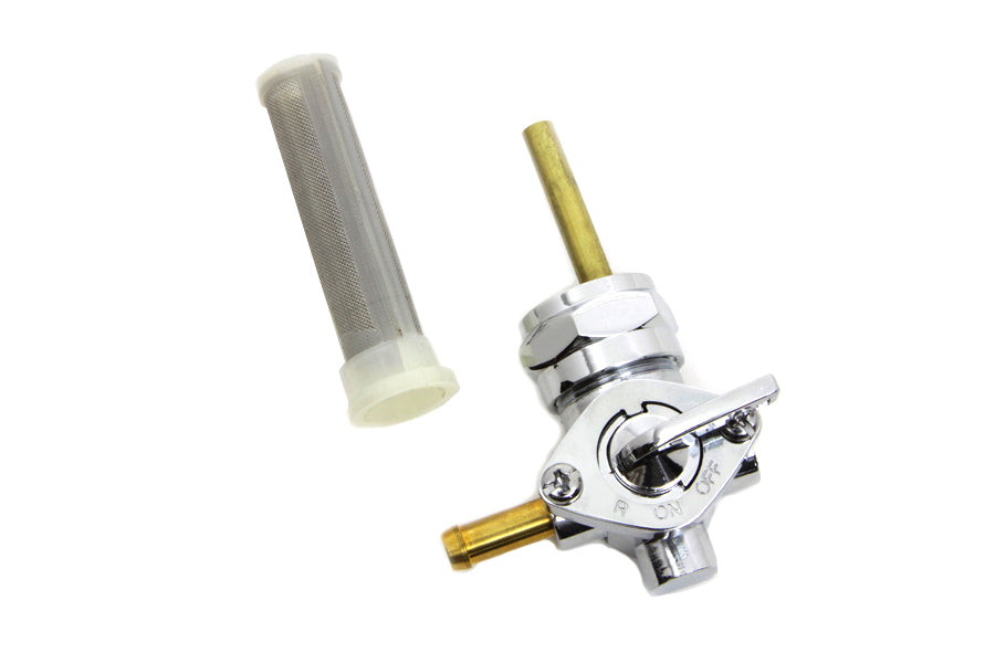 Chrome 22mm petcock with 90-degree left outlet for Harley-Davidson motorcycles