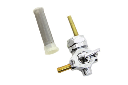 Chrome 22mm petcock with 90-degree left outlet for Harley-Davidson motorcycles