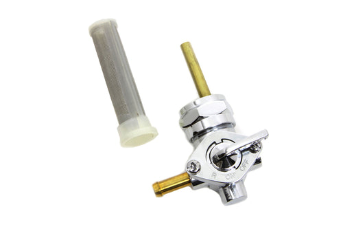 Chrome 22mm petcock with 90-degree left outlet for Harley-Davidson motorcycles