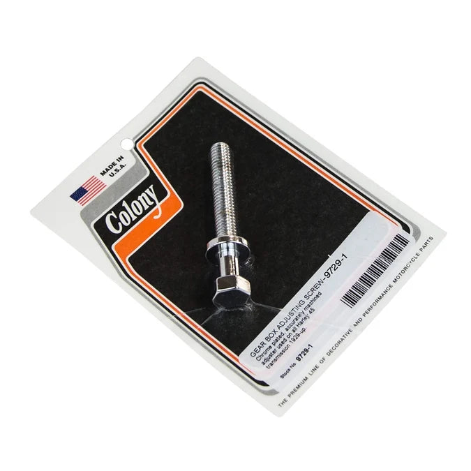 Colony 9729-1 chrome gear box adjusting screw for Harley-Davidson 45 models 1929-up made in USA