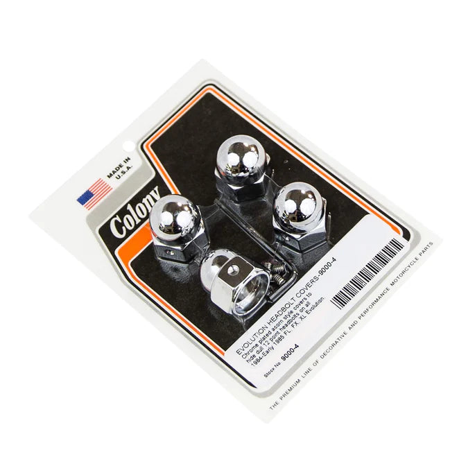 Colony 9000-4 chrome Evo acorn head bolt covers for 1984-1999 Harley-Davidson