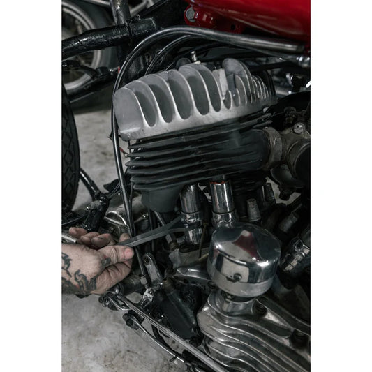 Valve spring cover adjustment wrench set for Harley 45 models

Harley Davidson 45 valve cover adjustment wrenches

Vintage Harley valve spring cover wrench reproduction set

Rough Trade USA valve adjustment wrench set for Harley 45

Boomers Bike Shop Harley 45 valve cover wrench set