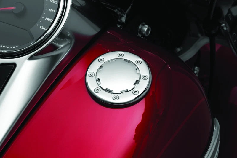 Kuryakyn 8310 chrome non-vented flush mount gas cap for Harley-Davidson fuel tanks