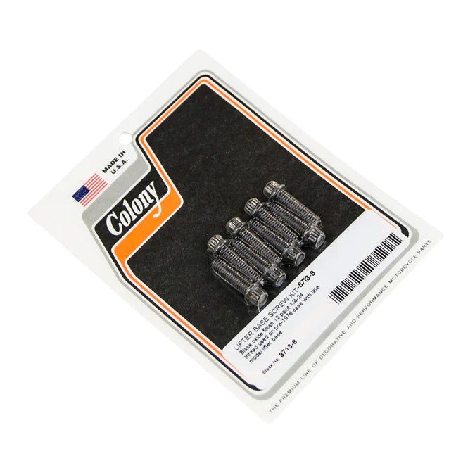 Colony 8713-8 Lifter Base Screw Kit | Pre-1976 Harley (Black)