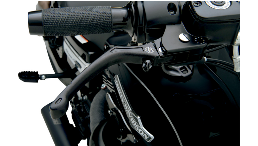 Roland Sands Designs Regulator levers Black Ops installed on Harley-Davidson Sportster handlebars