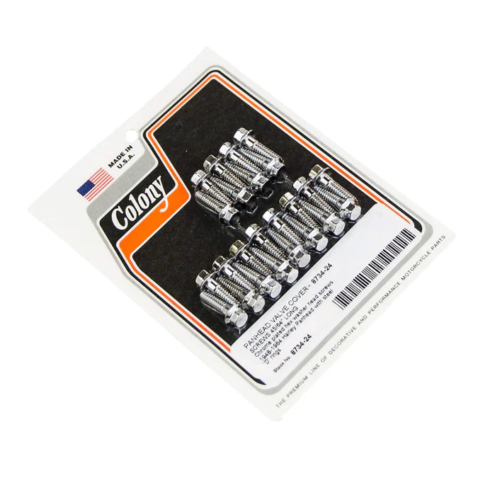 Colony 8734-24 Valve Cover Screws | 1954–1965 Panhead Chrome