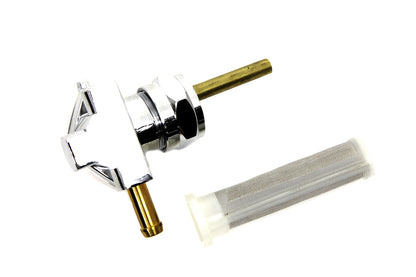 Chrome 22mm petcock with 90-degree left outlet for Harley-Davidson motorcycles