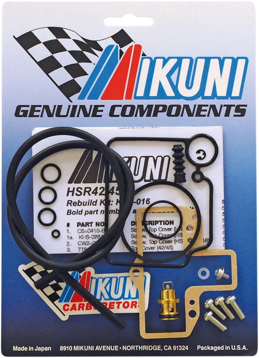 Genuine Mikuni HSR42 HSR45 carburetor rebuild kit with gaskets seals needle valve and service parts
