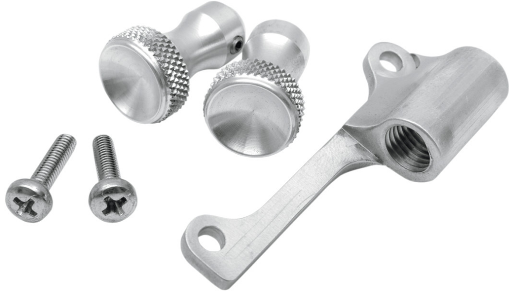 TODD'S CYCLE Mikuni enrichener cable relocation bracket kit in chrome with billet bracket and knobs