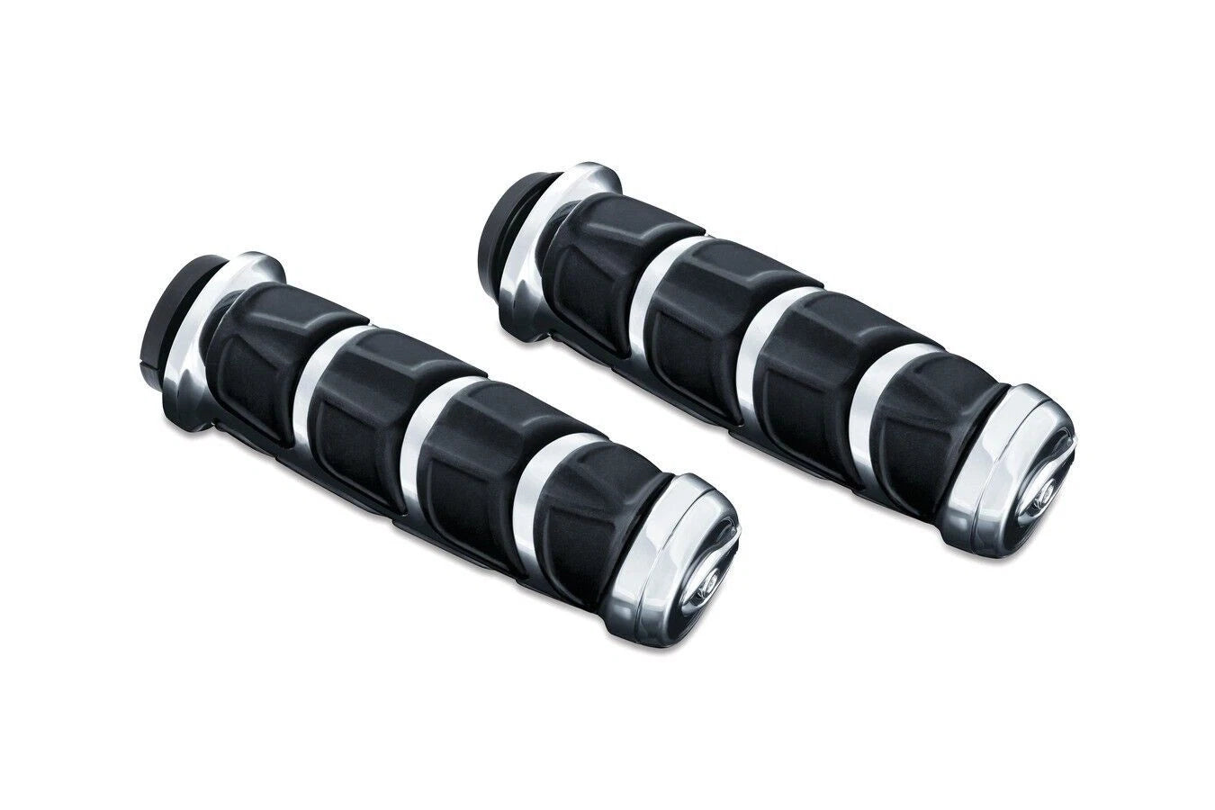 Kuryakyn 6352 Kinetic chrome motorcycle handlebar grips for Harley-Davidson Touring and FXSBSE models